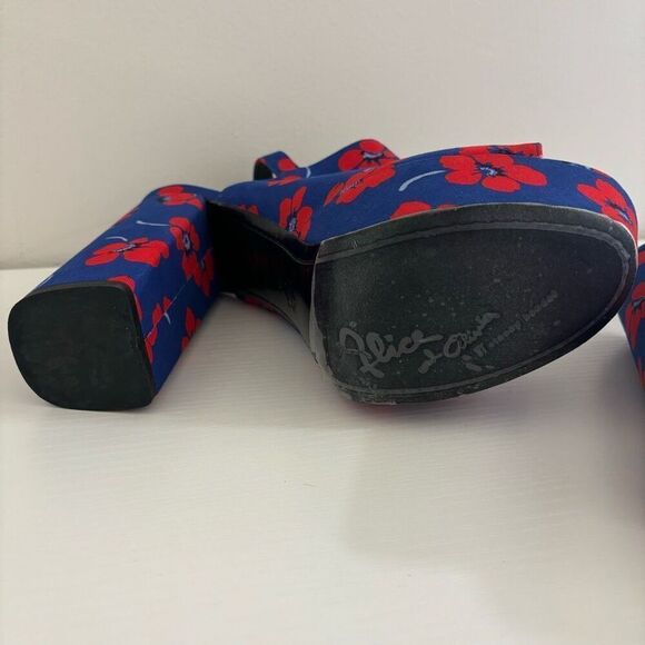 Alice + Olivia Logan Floral Platform Sandals Blue Red size EU 40 US 9 - Picture 11 of 12
